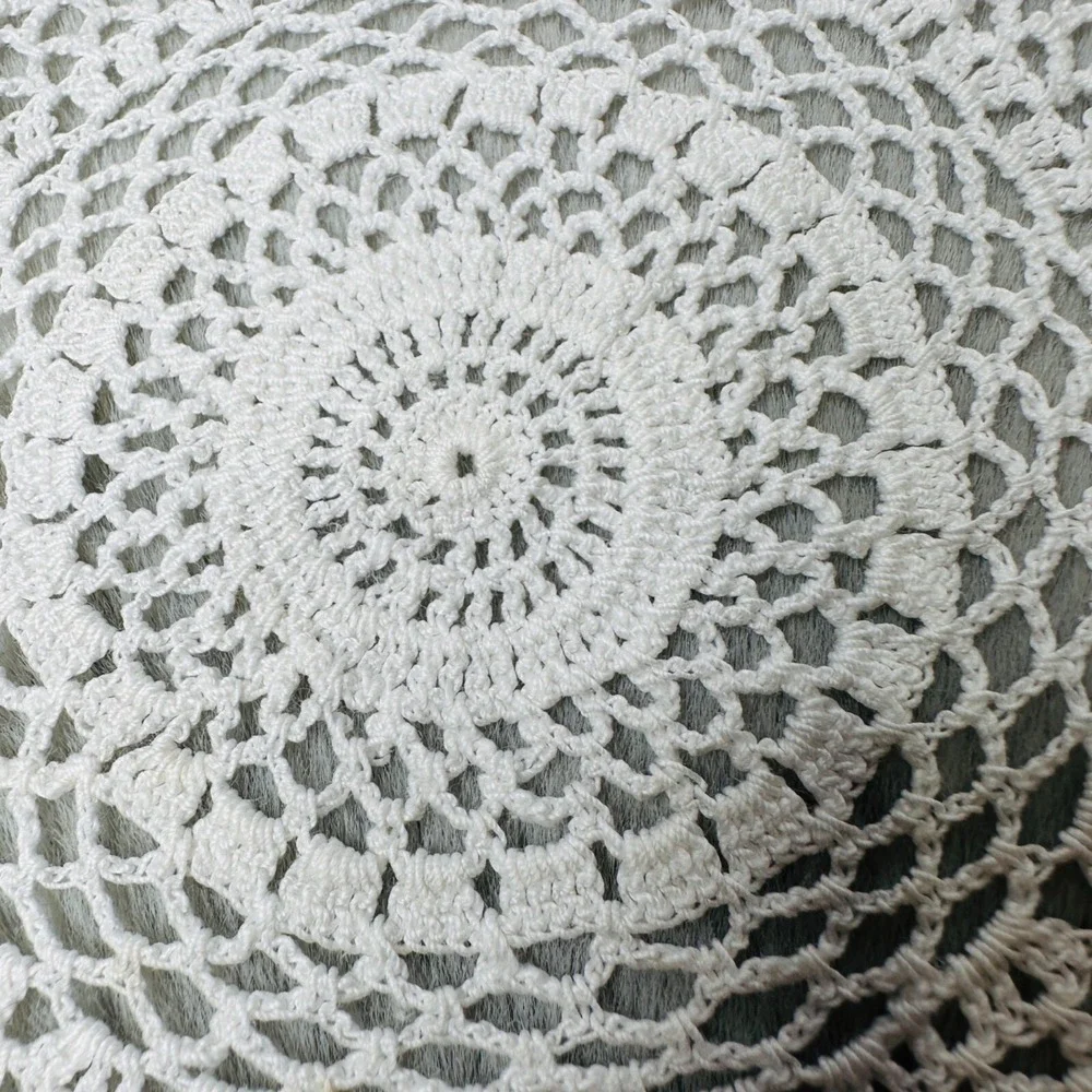 Vintage Doilie Crochet Lace Round 12‎ Inches Handmade Grannycore Handicraft